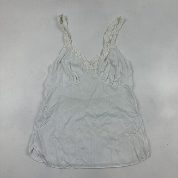 VTG ShadowLine Off White Nylon Camisole Lace Trim With Lace Straps Sz 34 (01) - Picture 2 of 6